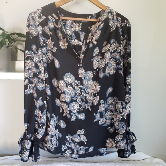 Jasmine & Juliana Paisley Print Long Sleeve Popover Blouse Size Medium - Picture 1 of 7